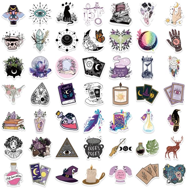 200 Bohemian Witch Aesthetic Decals, Art Vinyl Decals for