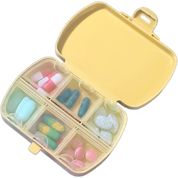 Lille pilleæske | 6 rum rejsepilleæske - Mini pilleholder, pilleorganisator, bærbar pilleæske, etui til lommepung