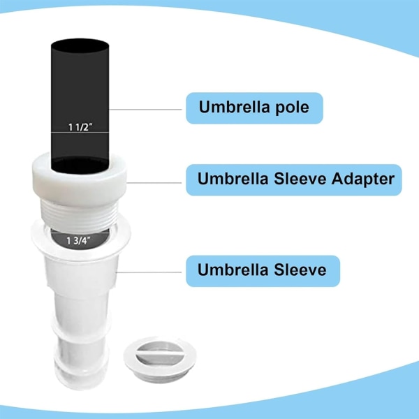 Parasollhylse til basseng | Parasollhylse til bassengkanten, Parasollhull Parasoll-adapter for basseng, Gjengede Parasollinnlegg for basseng, Parasollstativdeler Utendørs