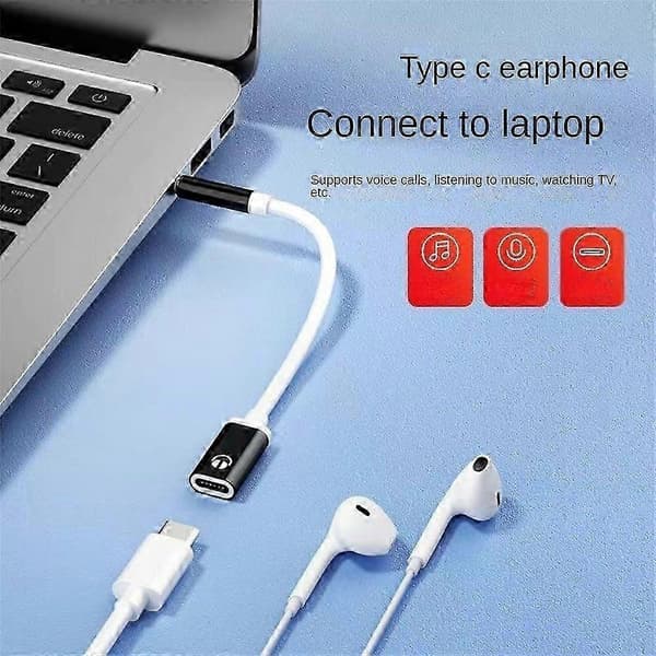 USB-C hunn til 3,5 mm hann lydadapteromformer flat rund design S5J7 red