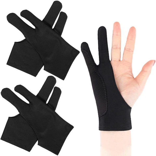 4 Pieces Drawing Gloves, Graphic Tray Drawing Artist Gloves, Left and Right Artist Gloves Elastic Bottom ,Black (Size M)