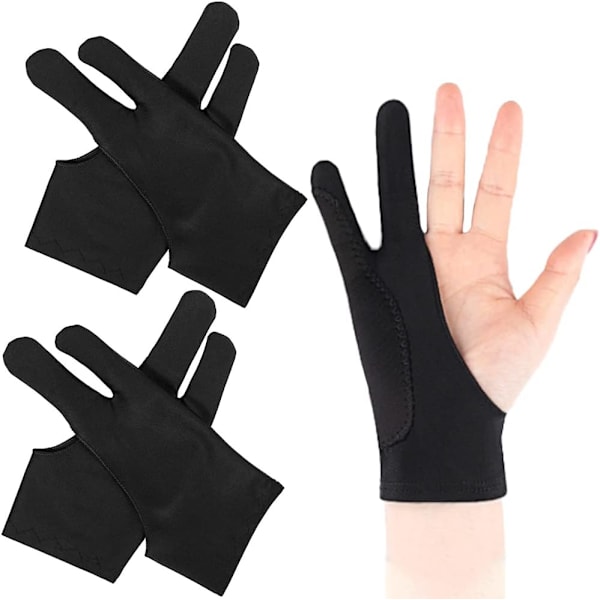 4 st ritningshandskar, grafiska handskar för ritning, vänster och höger konstnärs handskar elastisk botten, svart (storlek M)