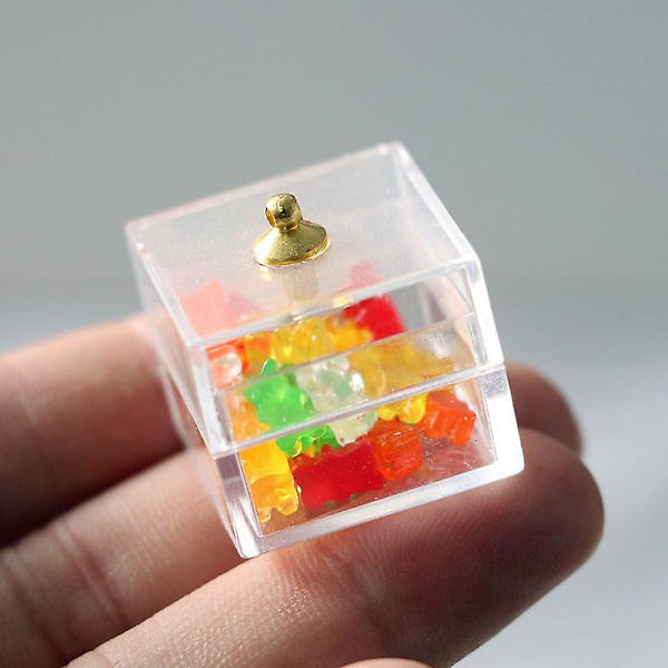 Miniature møbler legetøj dukkehus DIY dekoration tilbehør mini 1:12 farverige bjørne slik