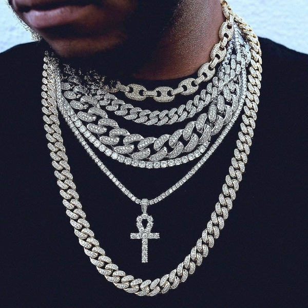 14k forgyldt is med cubic zirkonia Ankh kors egyptisk vedhæng til mænd og kvinder med 24 rustfrit stål kæde halskæde Gold