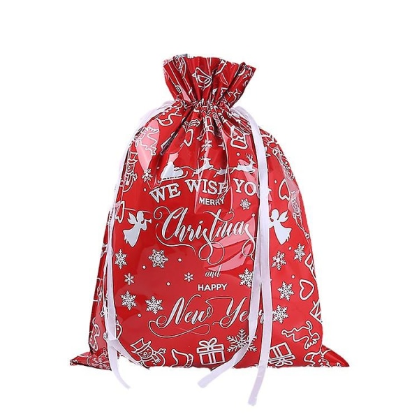 Set med 5 julegaveposer, julegaveposer med snøring store med merker, julegaveinnpakningsposer for julefest, gaver, feriede