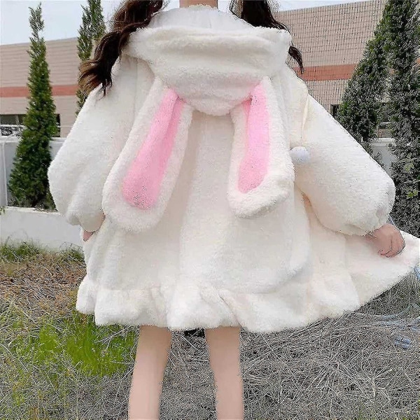 Kvinder Cute Bunny Ear hættetrøje Fuzzy Fluffy Rabbit Sweater Sweatshirt Pullover Toppe Langærmede Kawaii