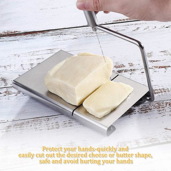 Osteskjærer, smørostkvern i rustfritt stål, med serveringsfat, for harde og halvharde ostesmørpølser