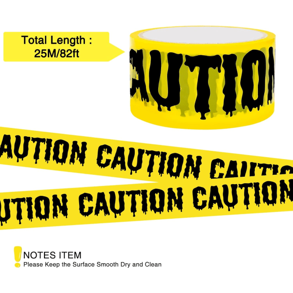 Halloween Hazard Tape, 25M CAUTION Tape Adhesive Halloween Tape Barricade Safety Tapes