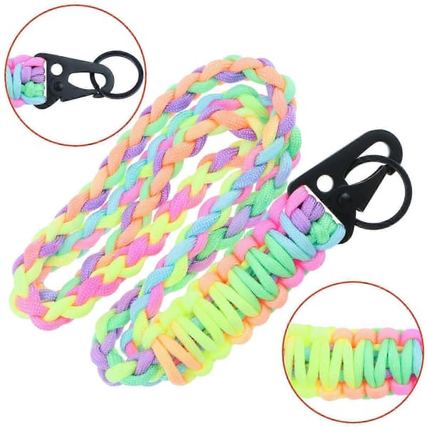 1 stk. vævet mobiltelefon lanyard - lyse farvede regnbuefarvede segmenter