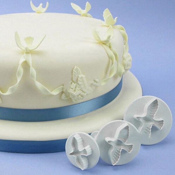 3 st Dove Shape Cupcake Fondant Tårtdekoration Verktyg Plunger Kakformar Kaesi