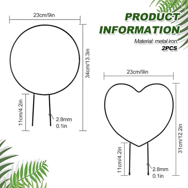 2-pack Metallväxtstöd för inomhusväxter, Metallstöd för klätterväxter, Växtstöd för krukväxter-FA-