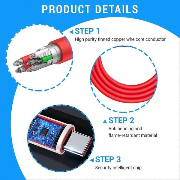 2M Opladerkabel til Oneplus Oplader USB C 100W/80W Hurtig Opladning