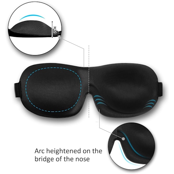 leep Mask Invisible Alar Deep Orbit 3D -silmämaski, erittäin kevyt ja mukava unimaski, silmäunimaski matkustamiseen, päiväunille, vuorotyöhön blue +black