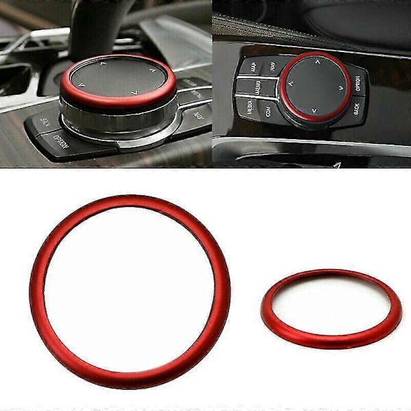 Rød Aluminium Ring Centerkonsol Idrive Multimedie Controller Knap Ring Til - 1 2 3 4 5 6 7 Serie