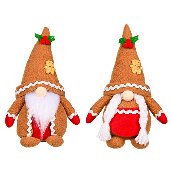 Pepparkaksgubbe Nisse Plysch Juldocka, 2 st Plysch Nordisk Nisse Dekoration, Samlarobjekt Nordisk Tomatformad Svensk Dockprydnad.
