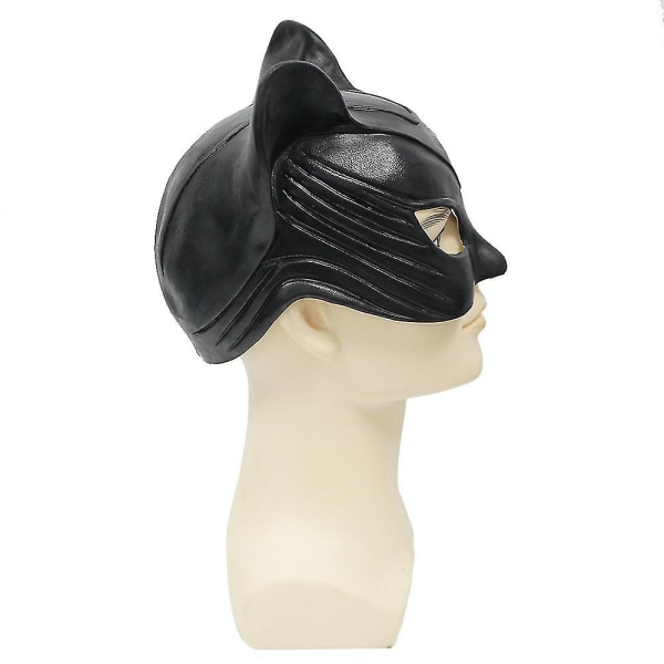 Halloween Festkjole Dress Up Sort Halv Ansigt Sexet Catwoman Hovedbeklædning