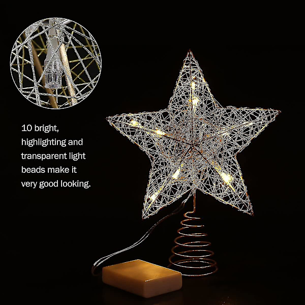 Julepynt Topper Med Gullstjerner Og Led-Lys Til Julepynt