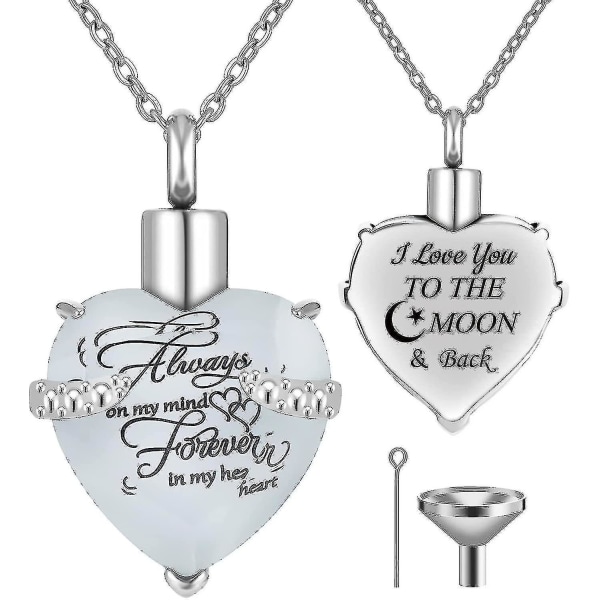 Bästsäljande kristallurna halsband för aska, I Love You To The Moon And Back rostfritt stål minnessmycke hänge Nec