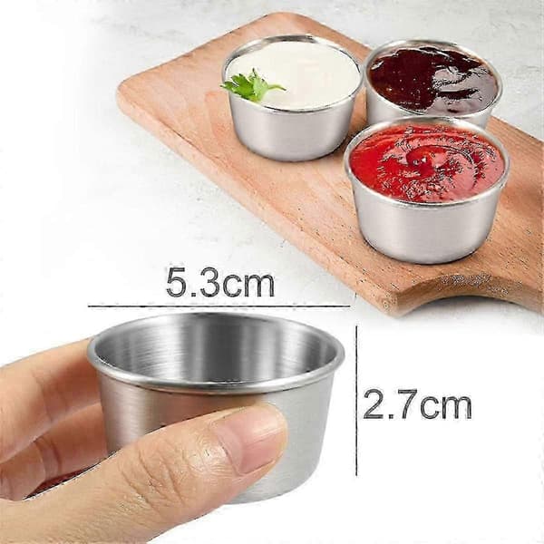 Ramekin såsdippskål Minisåskoppar Pudding kryddkoppar kompatibla med hemmafestrestaurang (silver 12st 70ml)