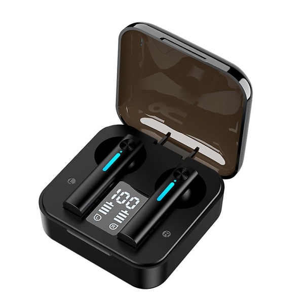 Bluetooth 5.0 trådlöst headset med LED-batteridisplay, öronformat headset black