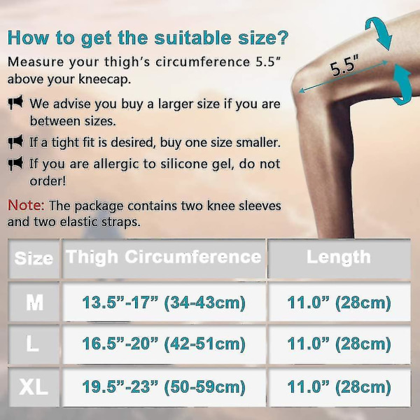 Knäskydd 3 par knäkompressionsärmar med justerbara remmar för män och kvinnor, professionell knästöd XL