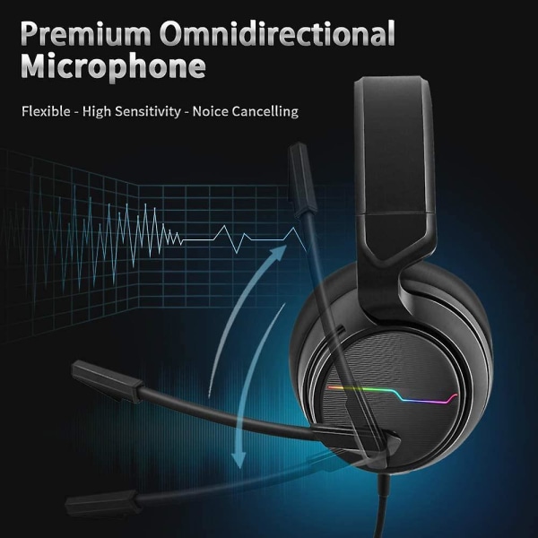 Stereo Gaming Headset För Ps4 Ps5 Xbox One S- Over Ear-hörlurar med brusreducerande mikrofon