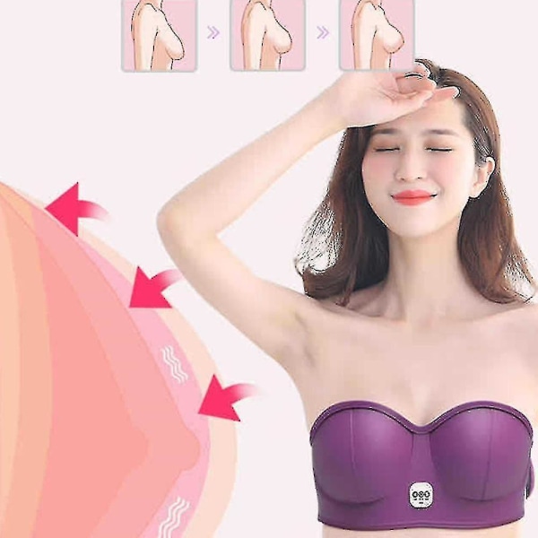Bröstförstoring Massager Elektrisk Bröstförstärkare Booster Uppvärmning Bröststimulator-wtake Purple Plug in