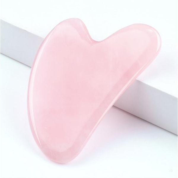 Naturlig Gua Sha Jade Rose Quartz Stone Face Board Tool - Rosa