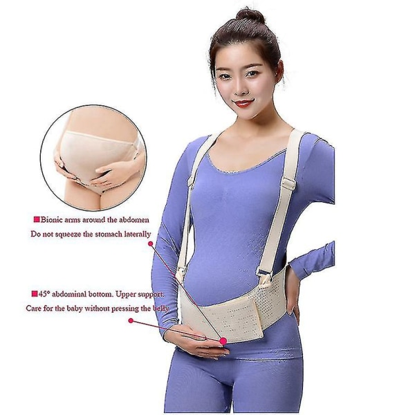 Graviditetsstöd gravidbälte med remmar för säkerhet BEIGE M
