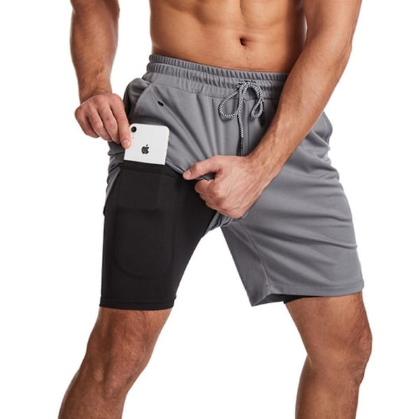 Running Gym Sports Shorts för män Andas träningsshorts utomhus Grey XXL