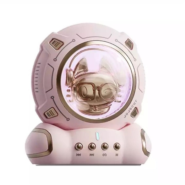 Cartoon Space Cat Trådlös Bluetooth högtalare, bärbart Hifi-stereoljud med 7-färgs mjukt nattljus Pink