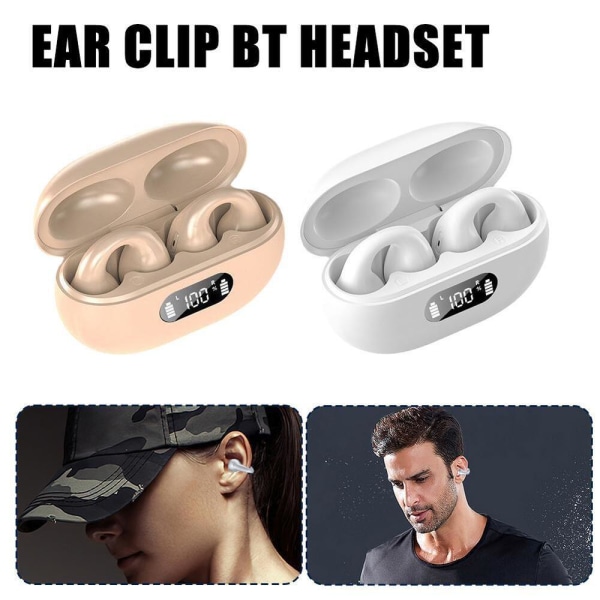 Bone Conduction Hörlurar Trådlös Ear-Clip Bluetooth 5.3 Type-C Laddning White