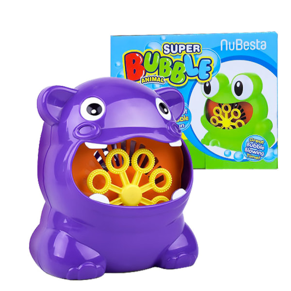 Utomhus barnleksaker groda flodhäst bubbelmaskin leksak barns automatiska elektriska bubbelmaskin hippo