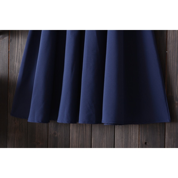 Kvinnors bälte hög midja veckad A-linje mellanlång kjol skoluniform en one size passar alla black