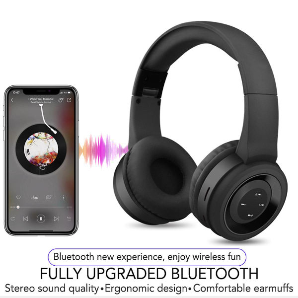 Bluetooth Headset Trådlöst Headset Brusreducering Vikbart Justerbart Headset Subwoofer Sport Headset Svart Black
