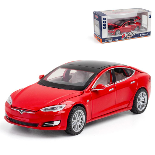 Tesla modell leksaksmodell Öppningsbar dörr Musiksimuleringsfordon Red 4921  | Red | Fyndiq