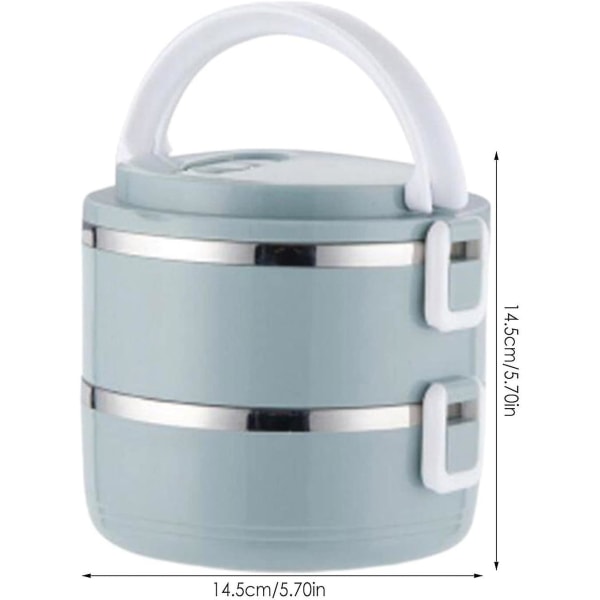 Thermal lunchbehållare Stapelbar matbehållare i rostfritt stål med silikonförslutningsögla Blue