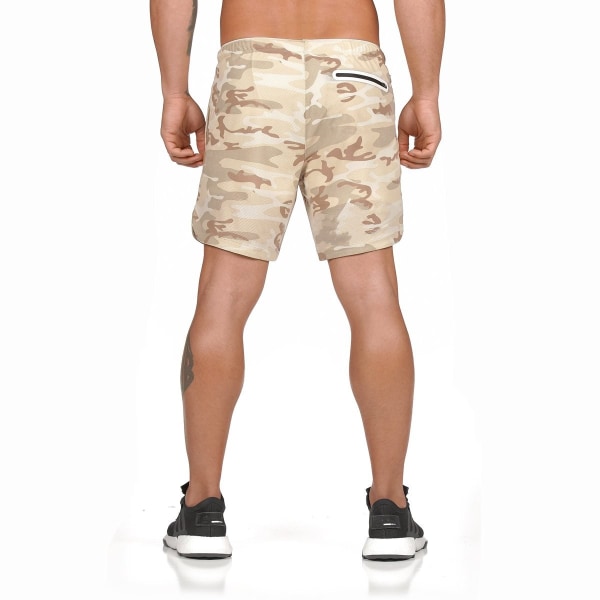 Sommar strandshorts för män Casual stor storlek dubbla lager shorts Mesh sportbyxor Black L