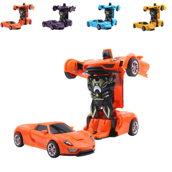 Transformerande robotbilmodell mini transformerande robotleksak Orange