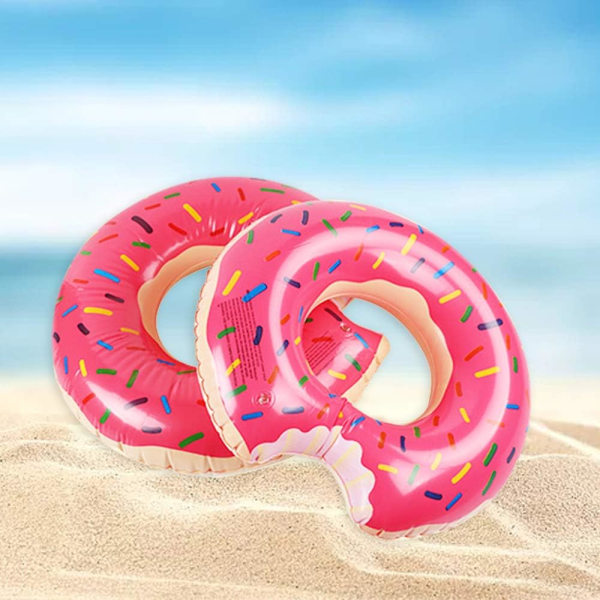 Donut Pool Floats Uppblåsbara Donut Raft Ringar för vuxna Pool Party Jordgubb 90cm