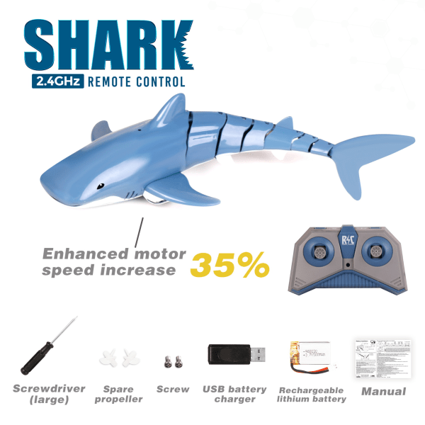 Fjärrkontroll leksak hög simulering haj leksak elektrisk djur vatten leksak (flera alternativ) blue B