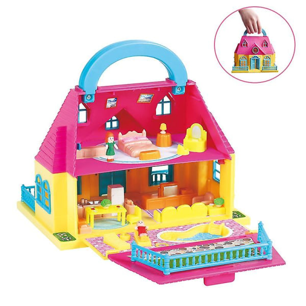 gör-det-själv dockskåp hopfällbart dockhus villa plast lekstuga dockhus  leksaker för flickor barn presenter pink c594 | pink | Fyndiq