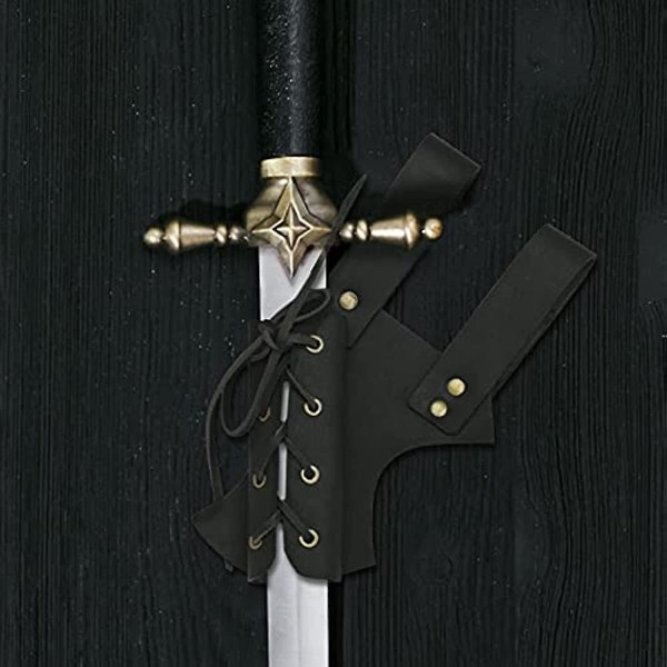 Medeltida svärdbälte Läder svärdhållare bälte med svärdhållare svärdhållare midja (flera färger tillgängliga) black