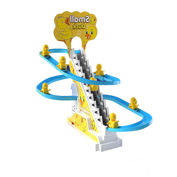 Ducks Toy Electric Chasing Race Track Game Set Rolig Duck Trappklättrande leksak för småbarn och barn klätterleksaker