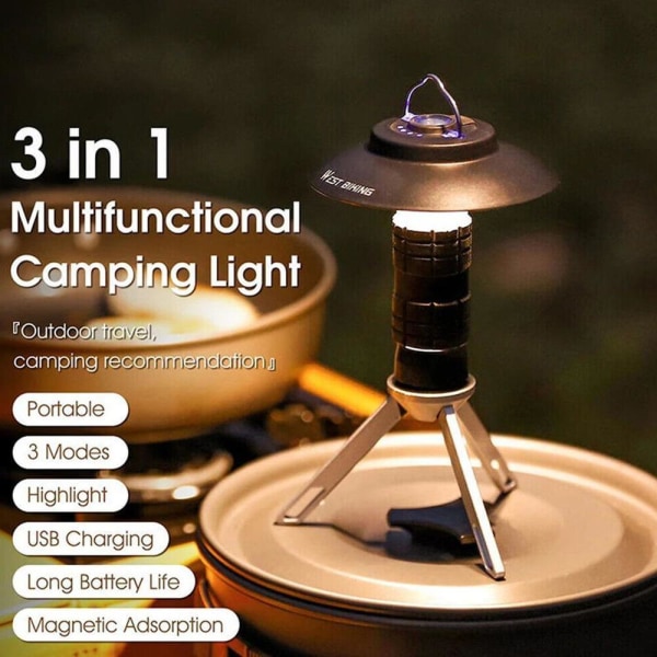 Lampa campingljus med magnetisk USB uppladdningsbar Green