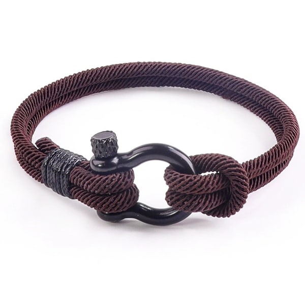 Män Dam Stål Skruv Ankare Schackel Nautical Sailor Rope Armband Wrap Armband (Flera färger tillgängliga) Coffee