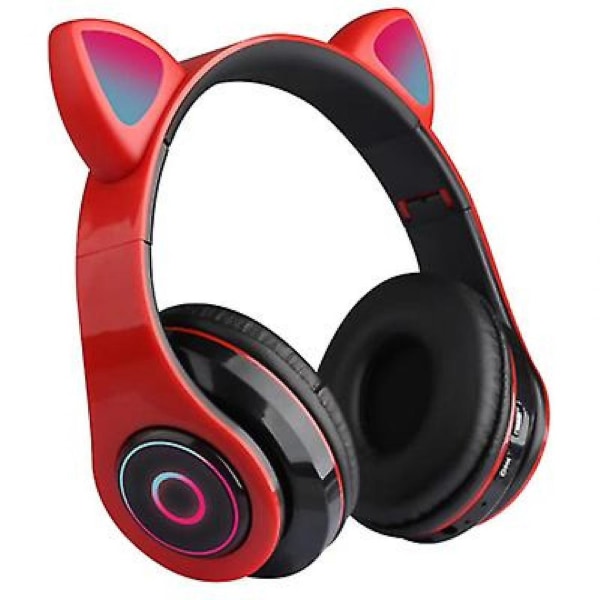 Trådlöst Cat Headset Bluetooth Headset Led Headset Barn Flickor Headset (röd)