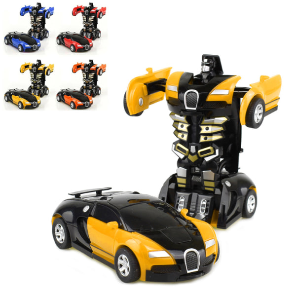 Transformerande robotbil modell mini automatisk leksak yellow