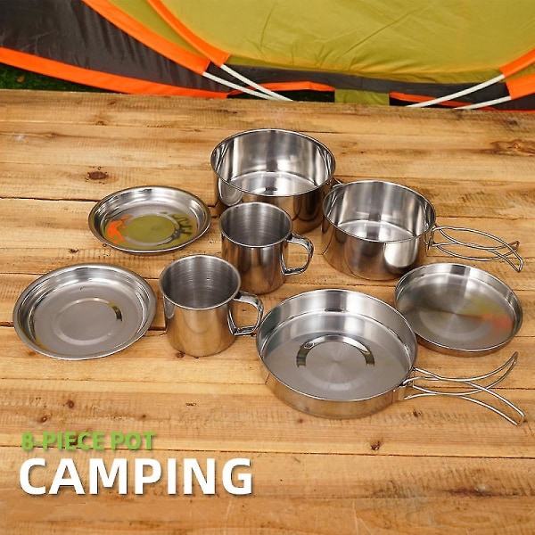 Campingskål i rostfritt stål Camp Cook Set (3-5 personer) - Matlagning utomhus/vandring/tillbaka Packa Köksredskap