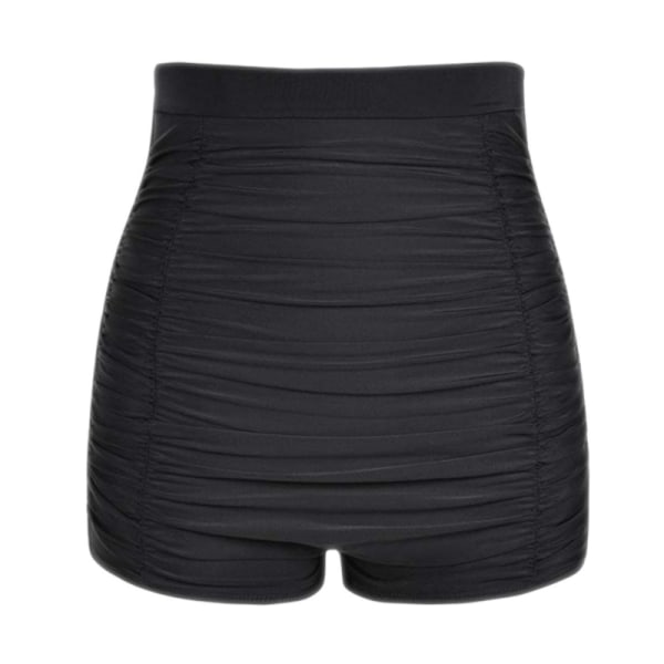 Bikinishorts för kvinnor Plus storlek Bikinitromlar med hög midja Badbyxor Strandshorts Ruched botten (multi ) BLACK S